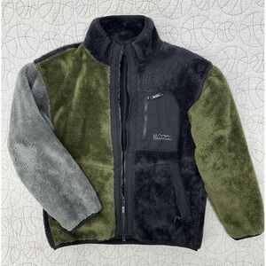Manastash Bigfoot Deep Pile Fleece Panel Jacket Green / Men's Medium *BROKEN ZIP